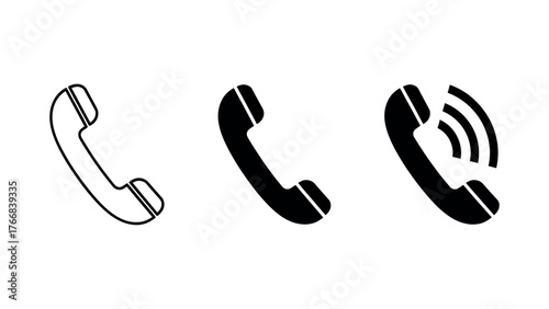 Telephone Handset Icons Set call communication