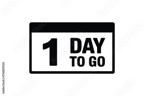 Simple black and white calendar icon showing one day remaining until event