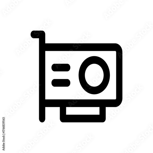 Illustration of a graphics card with a visible output port and two connection indicators depicted in black