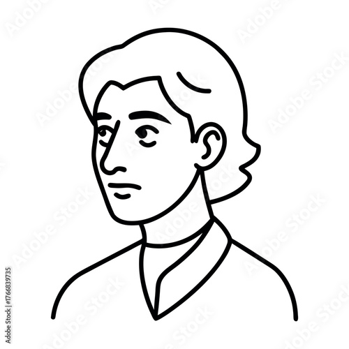 Wallpaper Mural A line-art portrait showing a mood of 'thought' or 'reflection,' composed of a profile and a subtle question mark. Torontodigital.ca