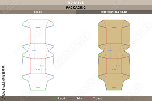 Burger square box dieline in a detailed vector format for clear printing and sturdy packaging build with structured fold lines and accurate die line layout for food branding use