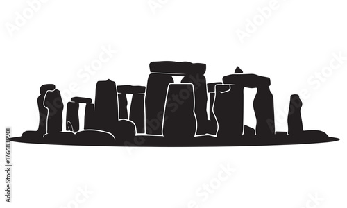 Historical and Cultural Landmark Silhouettes and Line Art Collection – Temples, Stonehenge, Teepees, and Ancient Symbols