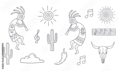 Historical and Cultural Landmark Silhouettes and Line Art Collection – Temples, Stonehenge, Teepees, and Ancient Symbols