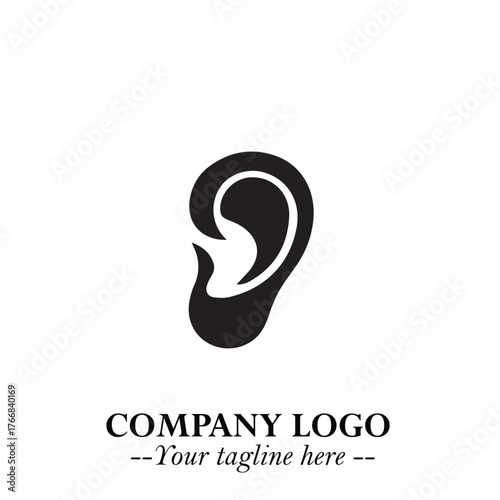 Elegant Ear Logo Symbol in Black on White Background with Minimalist and Modern Design