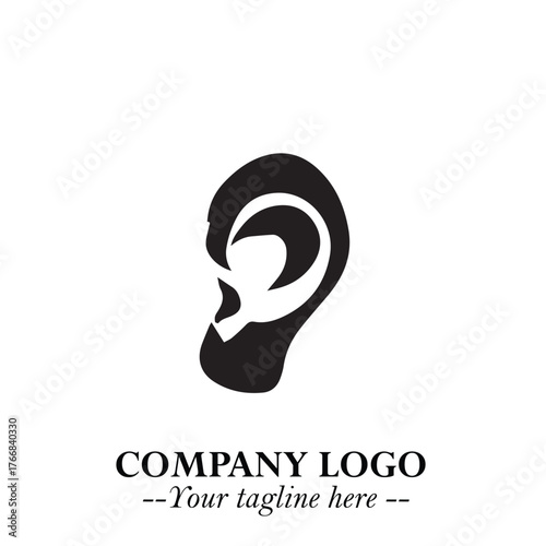 Elegant Ear Logo Symbol in Black on White Background with Minimalist and Modern Design