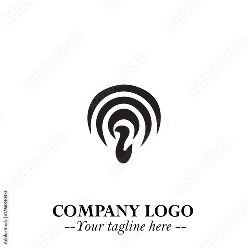 Elegant Ear Logo Symbol in Black on White Background with Minimalist and Modern Design