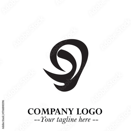 Elegant Ear Logo Symbol in Black on White Background with Minimalist and Modern Design
