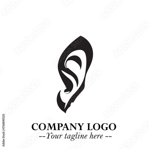 Elegant Ear Logo Symbol in Black on White Background with Minimalist and Modern Design