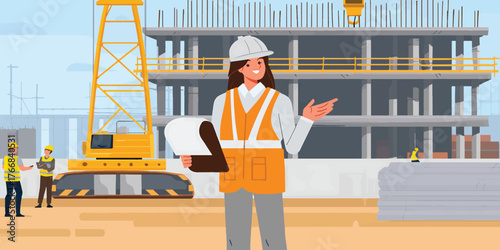 Construction Site Supervisor Leading the Project with Confidence