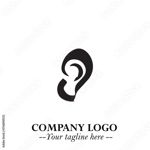 Elegant Ear Logo Symbol in Black on White Background with Minimalist and Modern Design