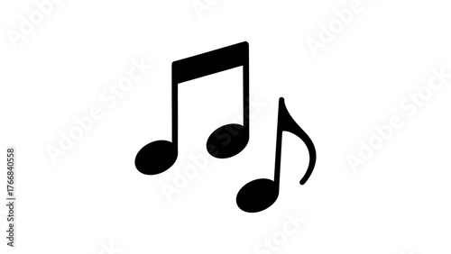 Two black musical notes on white background symbol