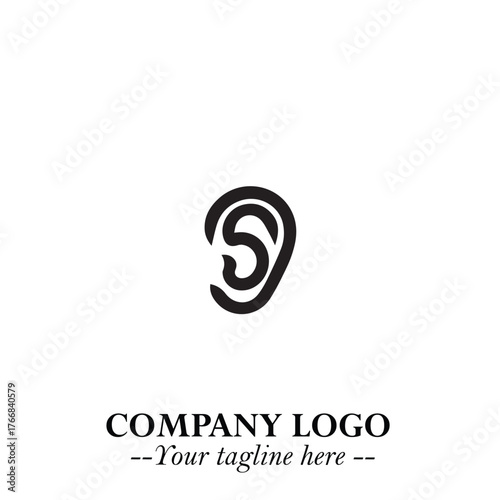 Elegant Ear Logo Symbol in Black on White Background with Minimalist and Modern Design