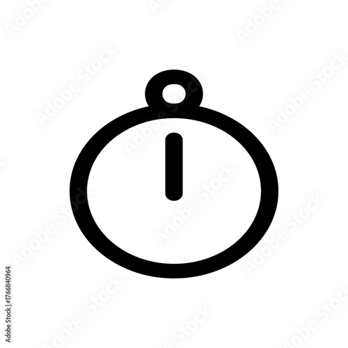 A simple black and white illustration of a timer with a loop at the top and a single line inside