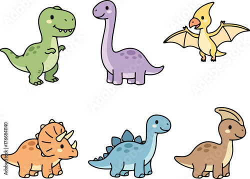 Cute Cartoon Dinosaurs Set