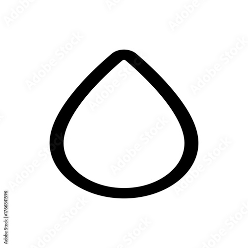 Illustration of a simple black teardrop shape with a thick outline on a white background in a minimalist style
