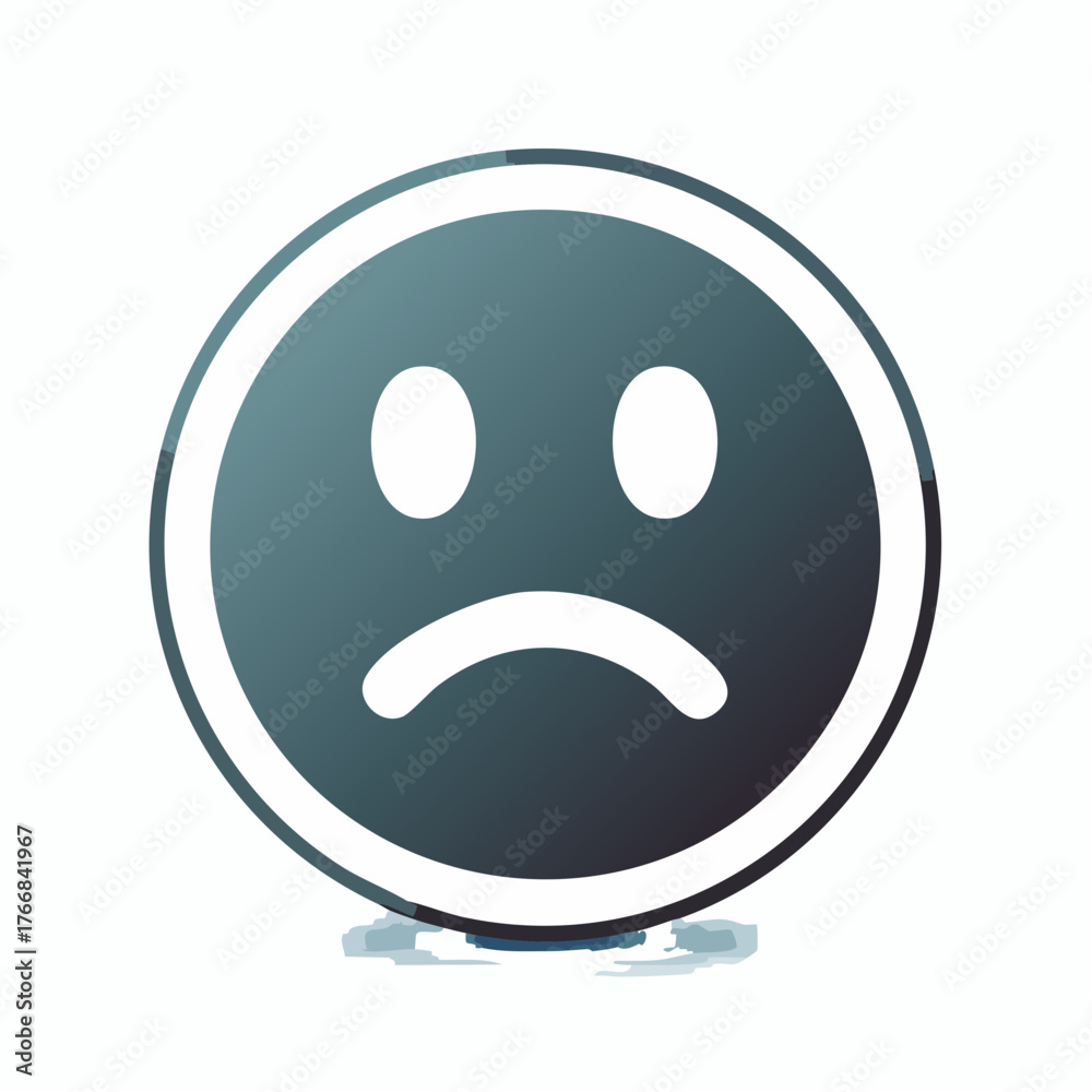Fototapeta premium Sad emoticon graphic isolated on white background for negative concept