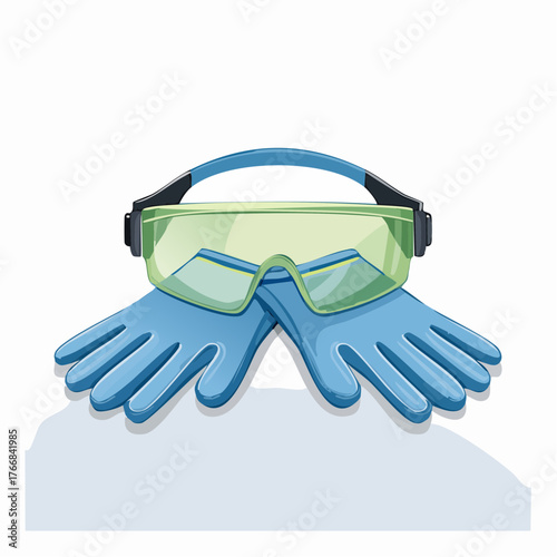 Safety goggles and gloves vector illustration isolated on white