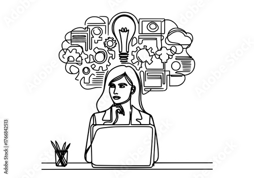 business woman thinking about money