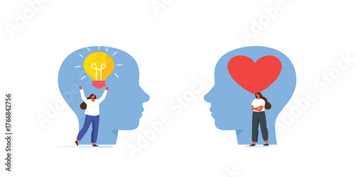 Conceptual illustration of ideas and feelings in human minds