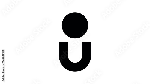 Abstract human figure icon with circle and U shape