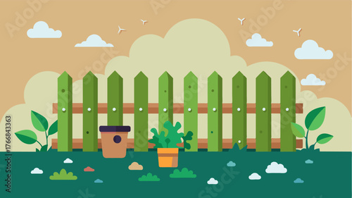 A fence made with biodegradable materials allowing it to decompose after its useful life minimizing environmental impact.. Vector illustration