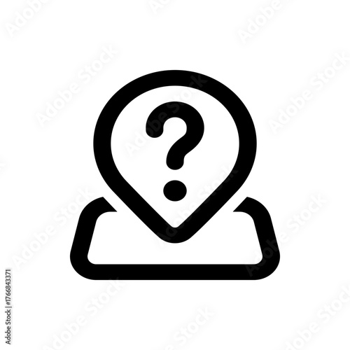 Person icon with question mark inside head outline representing uncertainty and anonymity in black color