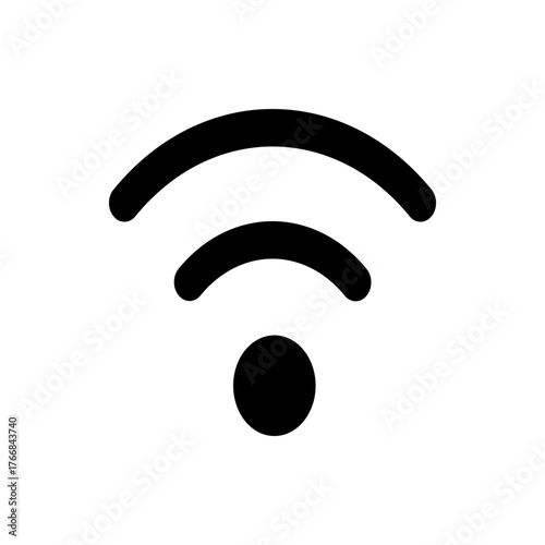 Illustration of a wifi symbol with two curved lines and a circle indicating wireless connectivity signal strength