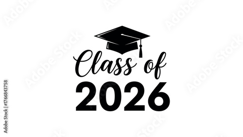 Class of 2026 graduation cap and text vector