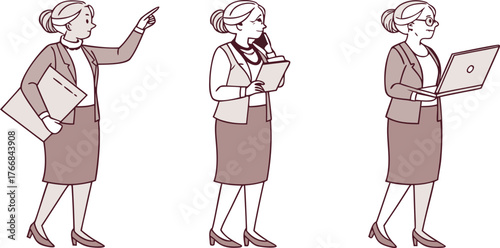 Vector sketch illustration of business woman in suit fashion