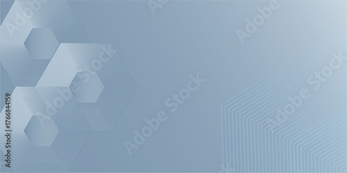 Digital futuristic technology concept with hexagons. Digital hexagonal blue abstract background. Geometric stripe line art design for poster, brochure, cover, banner, website, header.