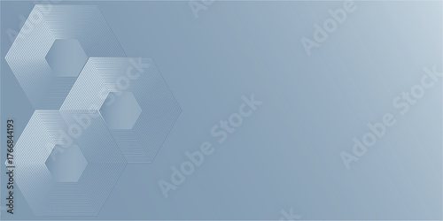 Digital futuristic technology concept with hexagons. Digital hexagonal blue abstract background. Geometric stripe line art design for poster, brochure, cover, banner, website, header.