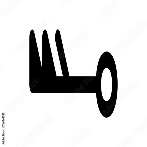 Illustration of a weather symbol with three barbs and a filled circle on a horizontal line design