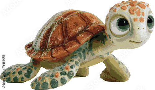 Vector art of cute baby sea turtle toy with big eyes
