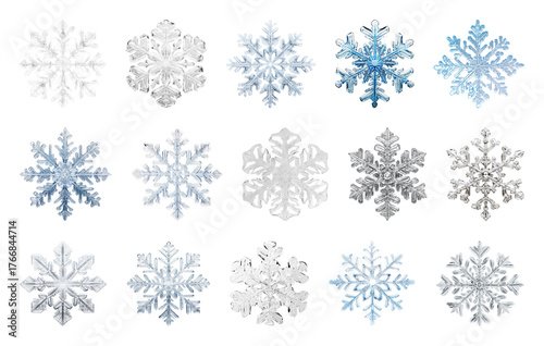 PNG Intricate snowflake designs collection, element set on transparent background