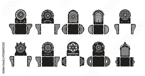 Vintage Jaali or Mandala Wood Template Ethnic Geometric Pattern Design