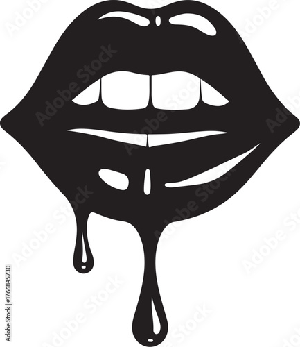 Black dripping lips with white teeth mouth