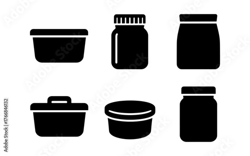 Silhouette icons of food containers and jars