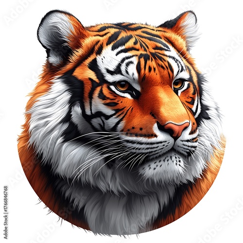 Close-up Bengal Tiger Face with Alert Eyes and Textured Fur animal wildlife photo