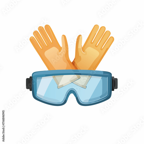 Protective eyewear and gloves illustration safety equipment design