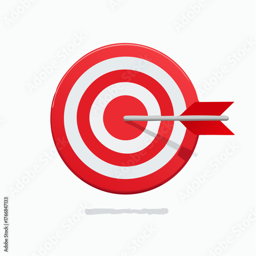 Red target with arrow aiming for center isolated on white background