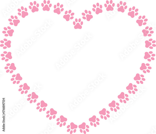 Pink cute paw frame isolated on white