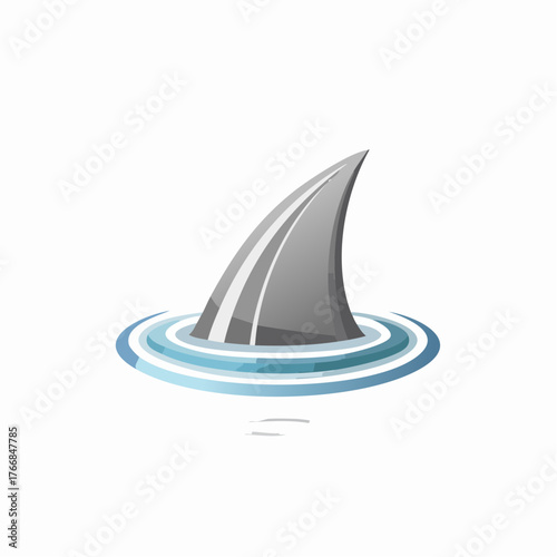Shark fin emerging from water vector illustration on white background
