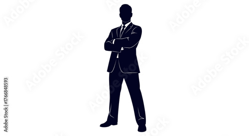 Confident Business Silhouette – Professional Figure with Arms Crossed in Suit