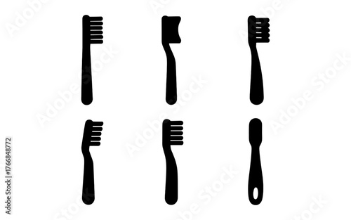 Toothbrush silhouette set: six classic designs in black and white