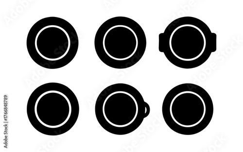 Minimalist black and white cup and saucer silhouettes collection