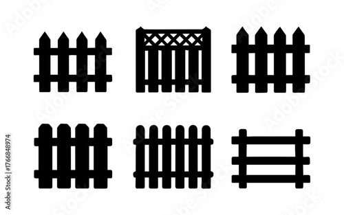 Variety of fence designs in silhouette style for architectural inspiration
