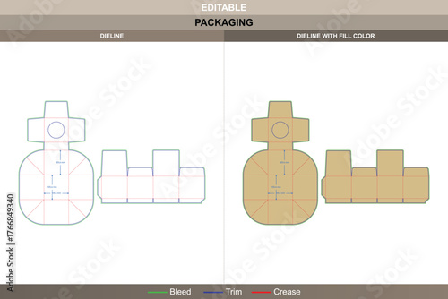 Gift box with lid dieline crafted with precise vector layout professional printing and sturdy packaging panels featuring accurate die line cuts to hold inserts securely