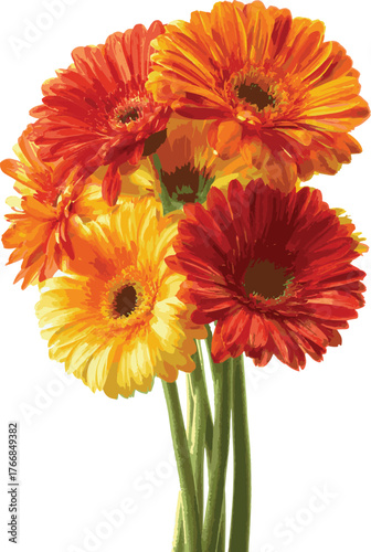 Vector art of beautiful bouquet of colorful gerbera flowers