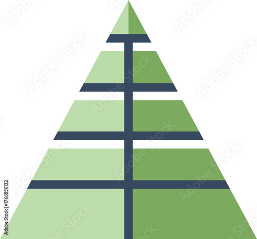 Abstract Pyramid Structure Green Hierarchy Concept Flat Vector Illustration