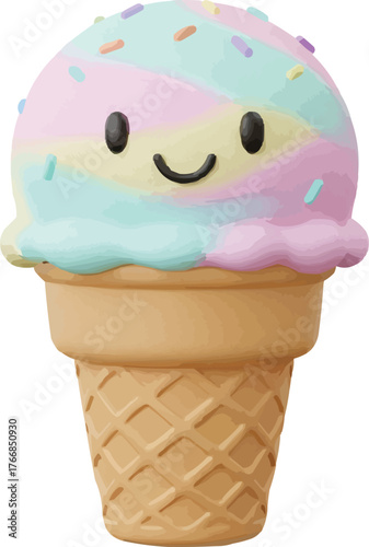 3d Cheerful Ice Cream Cone
